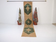 2x12 Orange Greeen Turkish Runner Rug, Handmade Rug, Wool, Vintage 2.1 x 11.9 ft