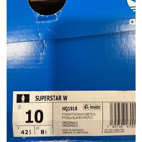 NUOVE scarpe sneakers Adidas Superstar donna bianche taglia 10 HQ1918 - Foto 8 di 8