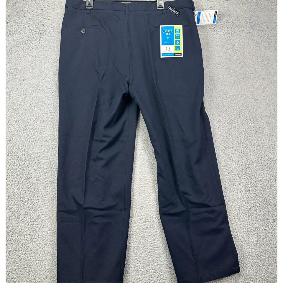 Haggar Cool 18 Pants Dress Mens 40X30 Black Double Pleat Performance Wicking NEW - Image 3 of 4