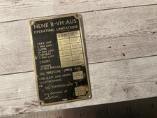 Orig Vintage Aussie Rolls Royce Nene Ii Engine Aircraft Name Plate Raaf Vampire Orig Vintage Aussie Rolls Royce Nene Ii Engine Aircraft Name Plate Raaf Vampire