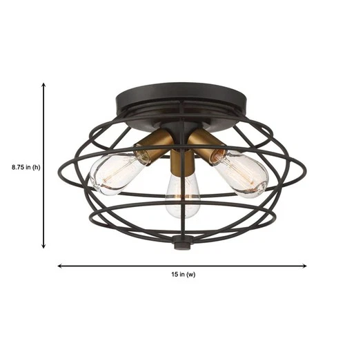 3-Lights Jax Flush Mount Ceiling Light, 15 Inch Lighting Fixture for Kitchen,... - Picture 4 of 6
