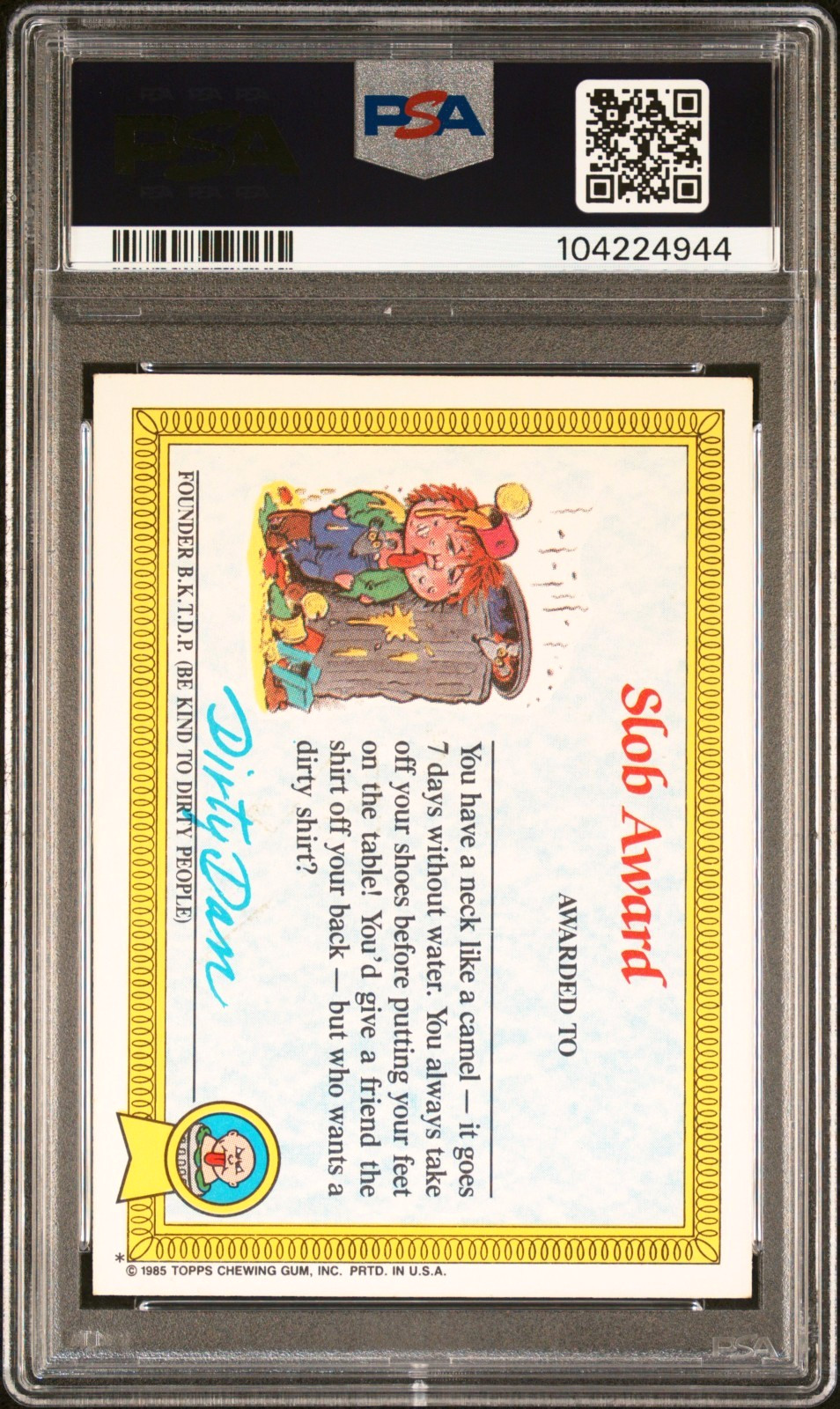 1985 GARBAGE PAIL KIDS STICKERS 41a MEAN GENE GLOSSY PSA 8  Near Mint NM-MT view 2