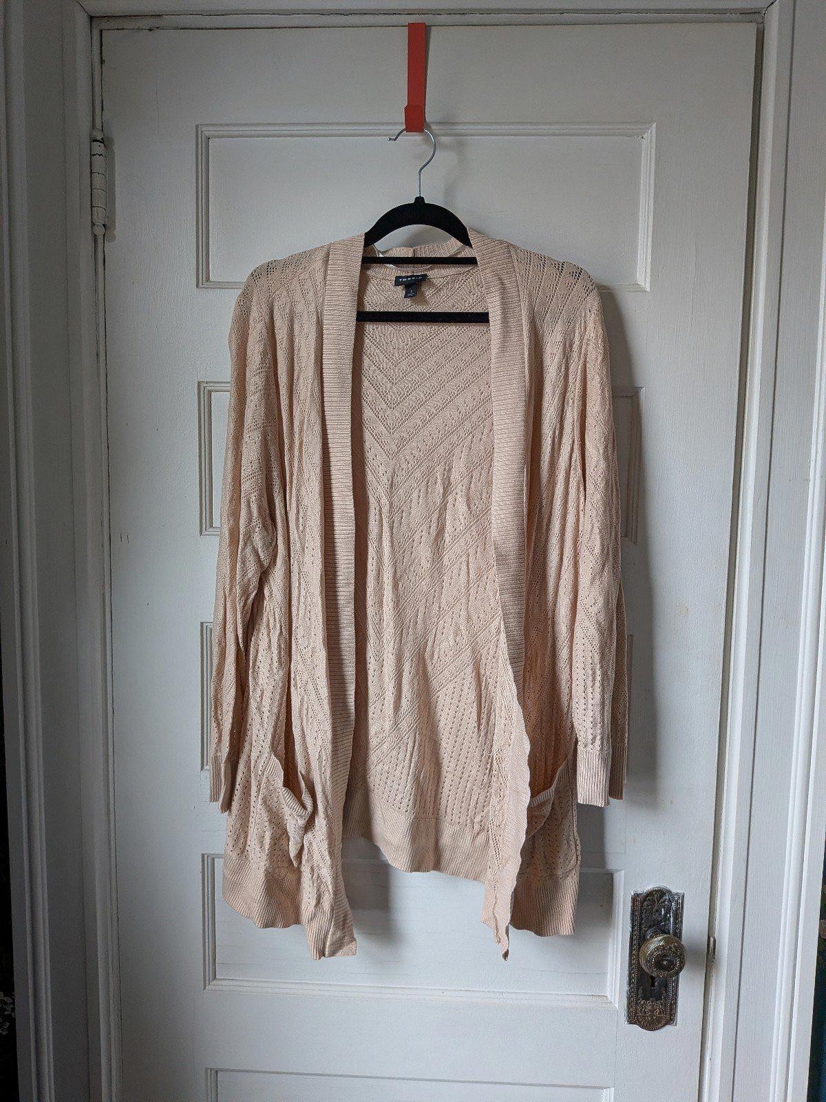 Cardigan Torrid Plus Size 1x Women's Beige Lace Knit Lightweight Sweater-image