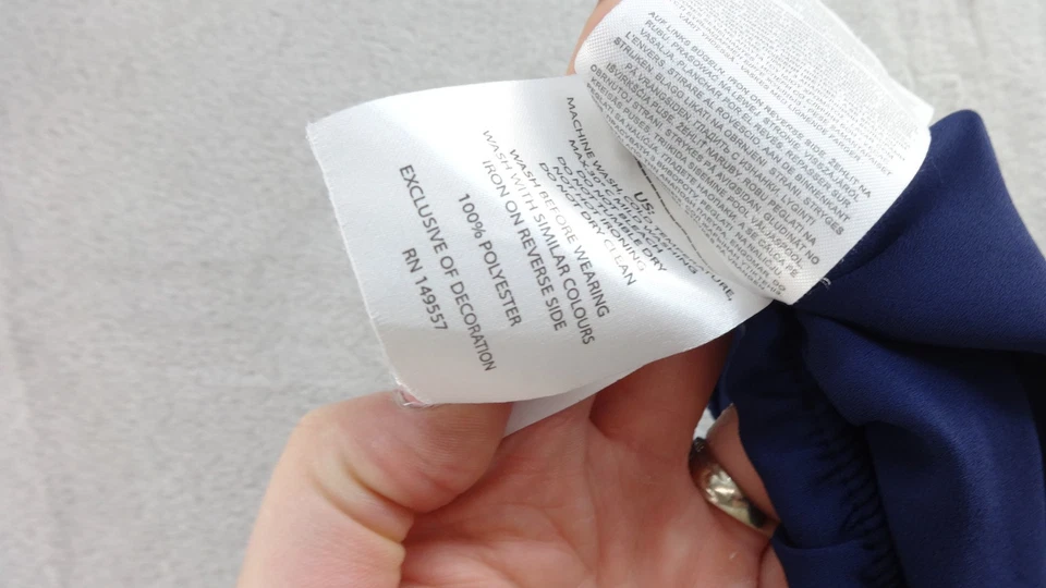 Blusa transparente AMISU para mujer S manga con volantes azul marino cuello redondo carrera clásica Foto 4 de 4