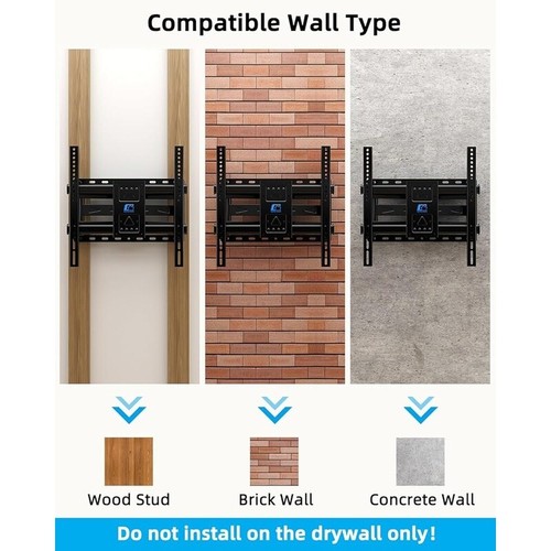 Full Motion TV Wall Mount 32-70 Inch W/ Soundbar Bracket Tilt Swivel Adjustable - Picture 9 of 9