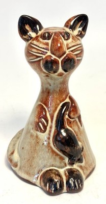 Vintage David Stewart Studio Pottery Bell Cat Mouse Figural Folk Art Rustic MCM