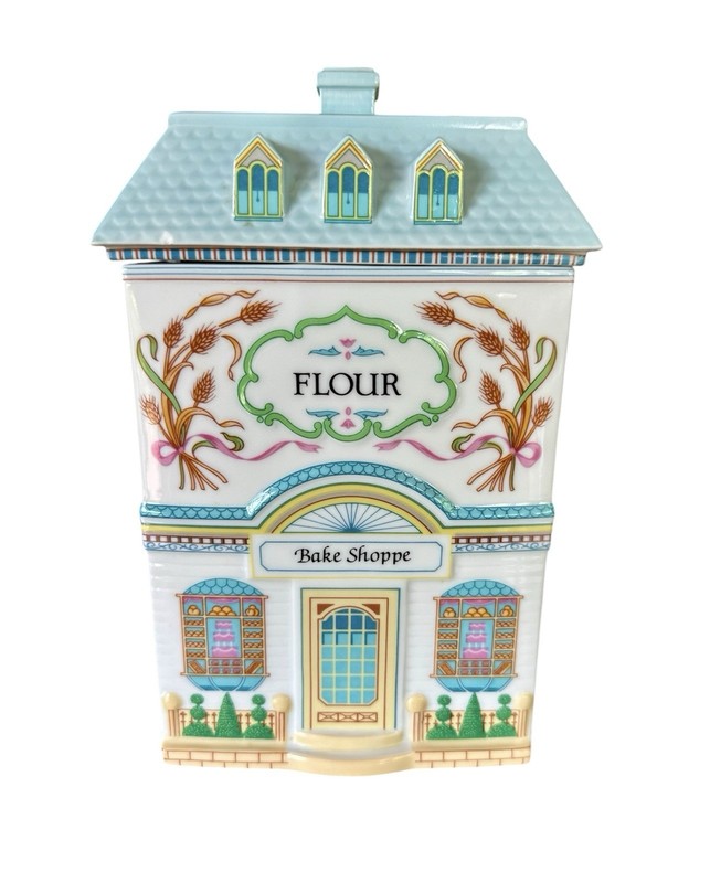 Vintage 1990 The Lenox Village Bake Shoppe Flour Canister Fine Porcelain