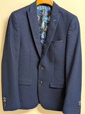 Harry Brown Men’s Slim Fit Suit Jacket Blue M Single-Breasted Two-Button