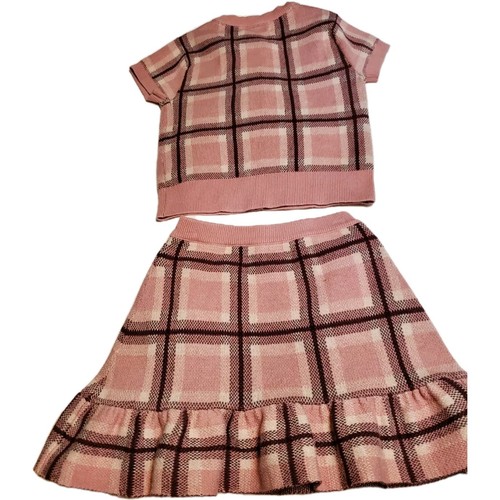 HAPPILY GREY Little Girls Sweater Set W/Skirt Pink/Gray Plaid 2 Piece. Size 4. - Picture 13 of 13