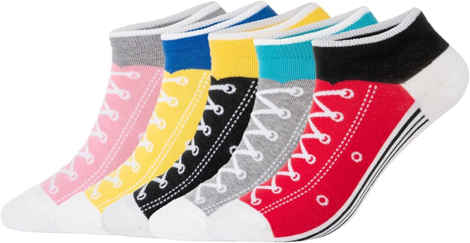 KONY Women’s 5 Pack Lightweight Cotton (86%) Novelty Low Cut Socks Cool...