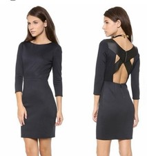 Alice + Olivia Dress Womens Sz 2 Blue Stretch Cut Out Back Party Wedding Sexy