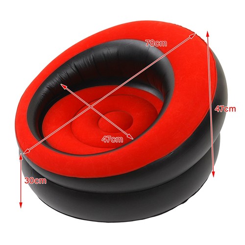 Inflatable Couch Flocking Air Sofa Portable Chair for Living Room Bedroom - Picture 4 of 12