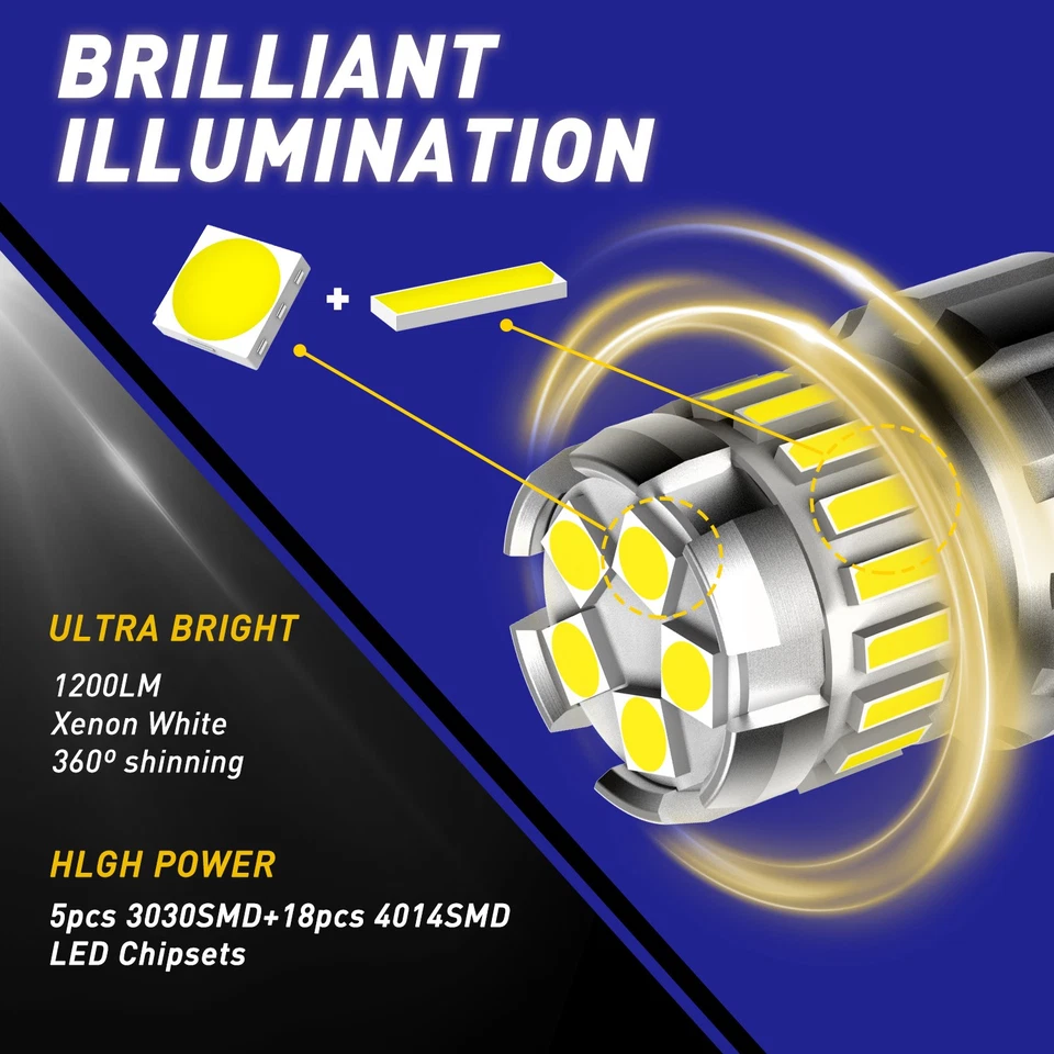 2/4/6X 1157 LED Señal de giro Freno Inverso Estacionamiento Bombilla 6500K Blanco CANBUS Foto 3 de 4