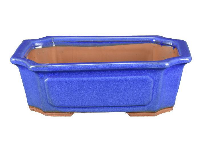 Vaso per bonsai rettangolare in gres smaltato blu 27x20x8 cm - GA9