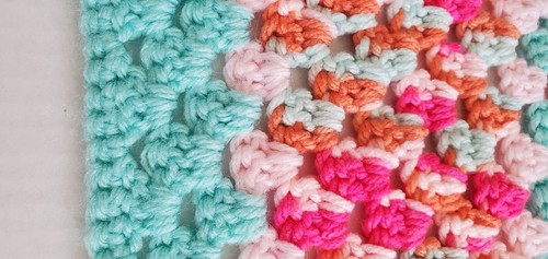 Handmade Baby Blanket Afghan Stroller Crocheted 25" x 25" Teal Magenta Pink - Picture 5 of 8