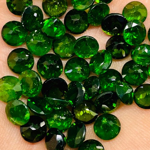 4 Pcs Natural Chrome Diopside 7mm Round Cut Vivid Green Loose Gemstones Lot - Picture 5 of 13