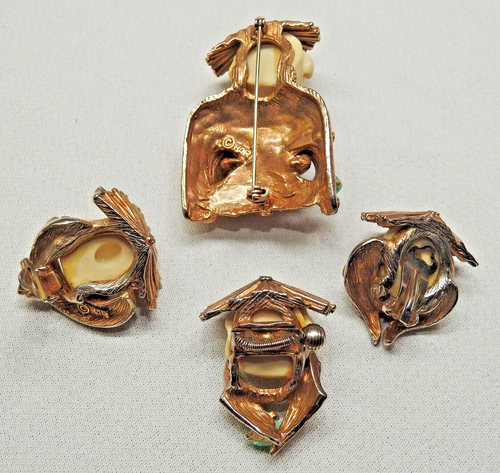 Juego de 4 broches pendientes broche bufanda clip HAR signo AB cristal 250k de colección de Buda riendo - Imagen 2 de 2