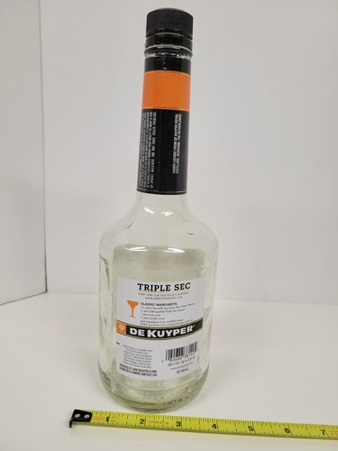 Botella vacía de vidrio transparente De Kuyper triple seg con tapa de tornillo 11" - Imagen 3 de 10