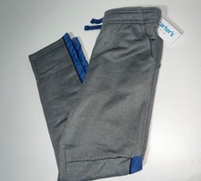 NWT Carter s Kid s Gray Elastic Waist Sweatpants Blue Stripes Down Side 8 30