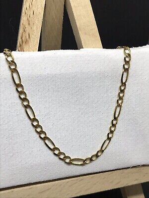 375 Solid 9ct Yellow White Gold Curb Belcher Trace Figaro Chain Link Necklace 
