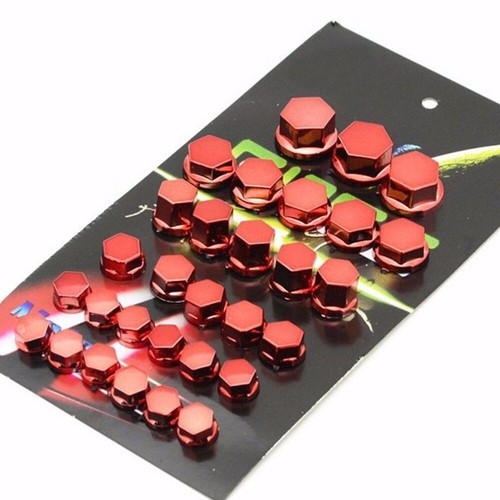 30Pcs Red Motorcycle Screw Nut Bolt Cap Cover Bolt Kit Decor Trims Accessories - Picture 5 of 5