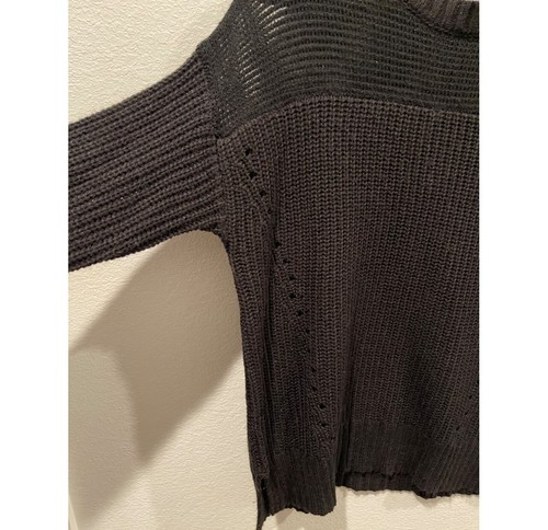 SPARKLE AND FADE See Through Round Neck Black Oversized Sweater Size S - Picture 3 of 5