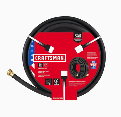 Craftsman 5/8-in x 50-ft Premium Duty Rubber Black Hose Max 300 PSI New