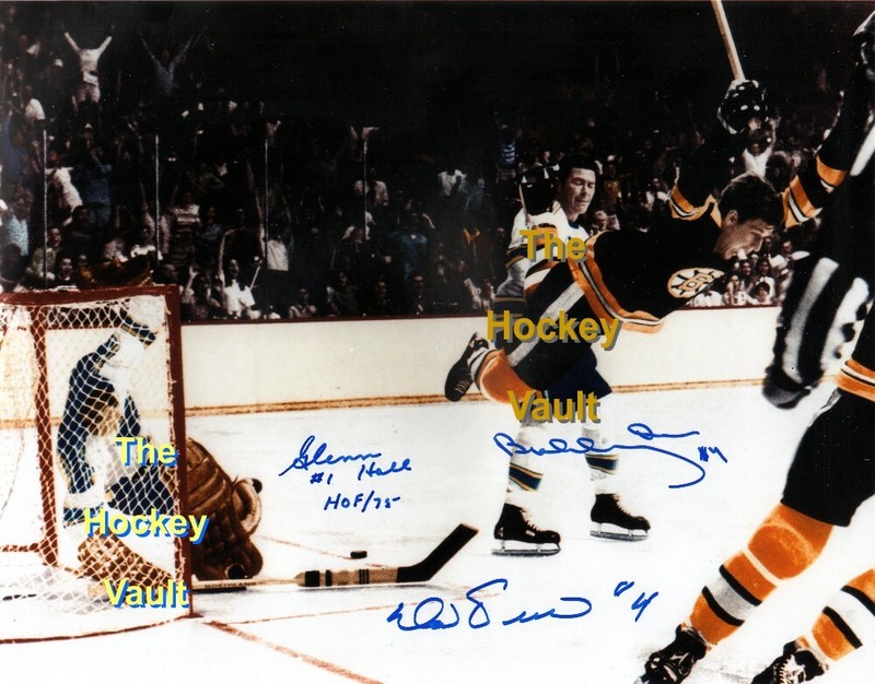 Boston BRUINS Bobby ORR #4 Famous 1970 Cup SIGNED by ALL 3 11X14 GNR COA V RARE!