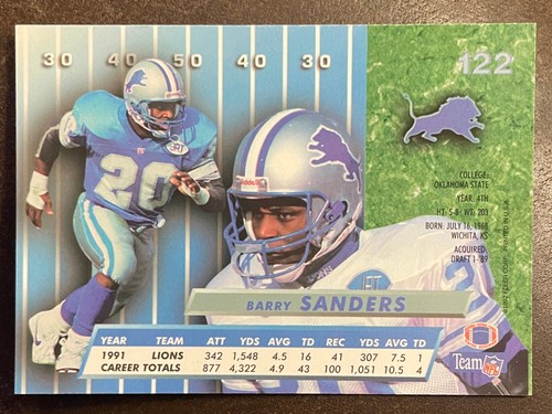 Barry Sanders Detroit Lions 1992 Fleer Ultra #122 casi nuevo+ - Imagen 2 de 2