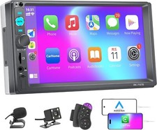 7" Double Din Car Stereo Apple/Android CarPlay Radio Touch Screen Bluetooth CAM