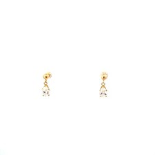 14KT YELLOW GOLD CUBIC ZIRCONIA PEAR SHAPE DROP/DANGLE EARRINGS 1.0 GRAMS