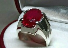 Oval Cut Deep Red Ruby Women Ring Sterling Silver 925 Roby Handmade Yaqoot Ring