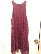 Lace Purple Maroonish Sleeveless Fit and Flare Dress Size M Altar'd State
