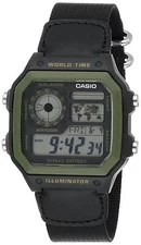 Casio AE1200WHB-1B NEW Men's Watch Digital Illuminator World Time Cloth Band