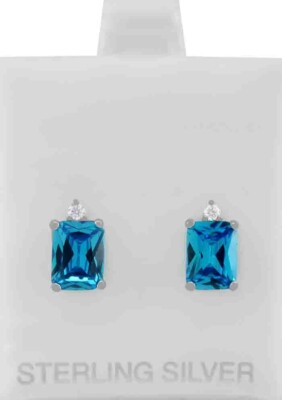 LAB CREATED 5,24 kt BLAUTOPAS & WEISSER SAPHIR OHRSTECKER .925 Silber - Neu mit Etikett