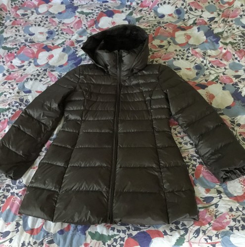 Coat Down Puffer Removable Hood Brown 