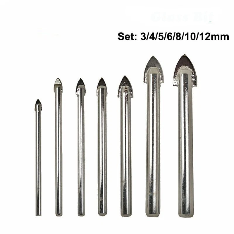 7PCS Ceramic Tile Bit Diamond Glass Hard Tiles Spade Drill Ground