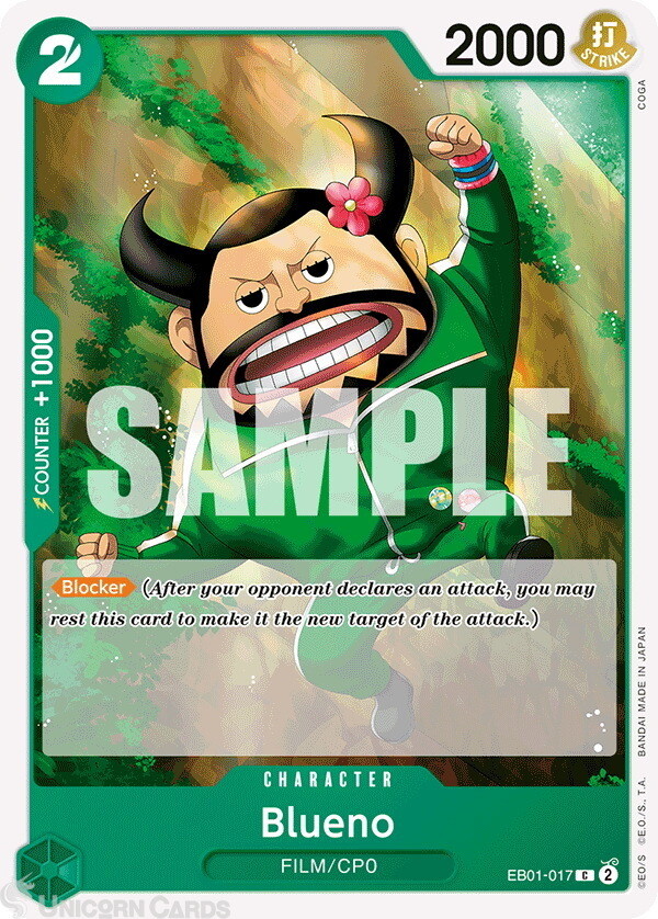 EB01-017 Blueno : Common One Piece English TCG Card : EB01: Extra Booster - Memo