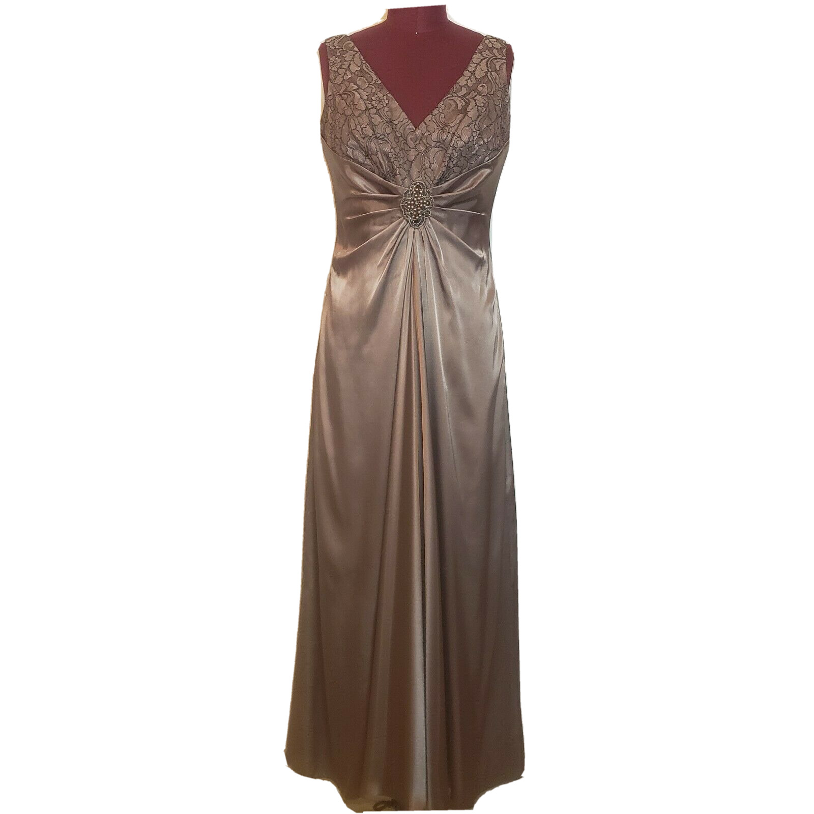 Vintage Patra Formal Gown Bronze Satin Sleeveless… - image 1