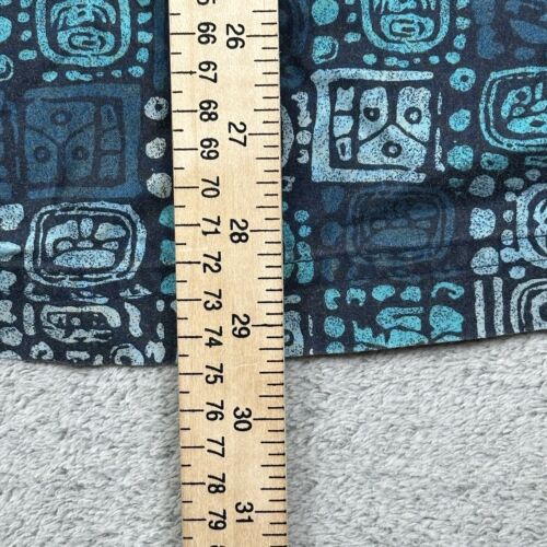 LL Bean Button Up Shirt Mayan Aztec Print Men's Medium Blue Traditional Fit - Picture 4 of 6