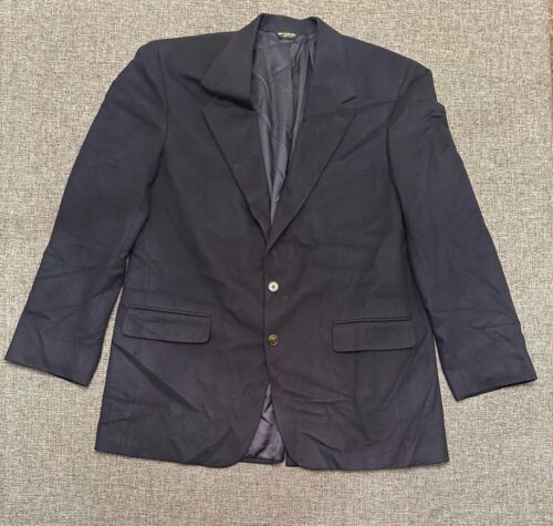 Vintage Bill Blass Lord & Taylor 100% Cashmere Navy Two-Button Blazer