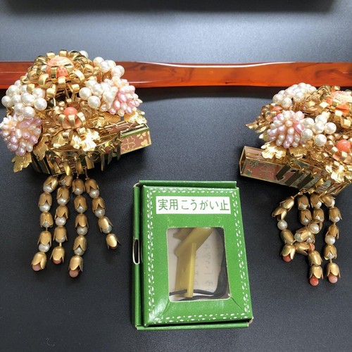 Vintage Antique Kanzashi Japanese Style Bridal Hair Ornament Set of 7 from JPN - Picture 5 of 6