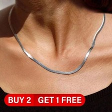 925 Sterling Silver Herringbone Necklace Bracelet Flat Snake Blade Chain 2mm/4mm