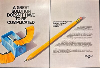 Grumman Data Systems Integrator Vintage 2 Page Print Ad 1987