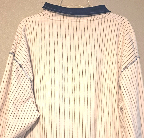 Avirex Mens Jacket XXL White Blue Pinstripe Full Zip Pockets Y2K Bomber - Picture 7 of 9