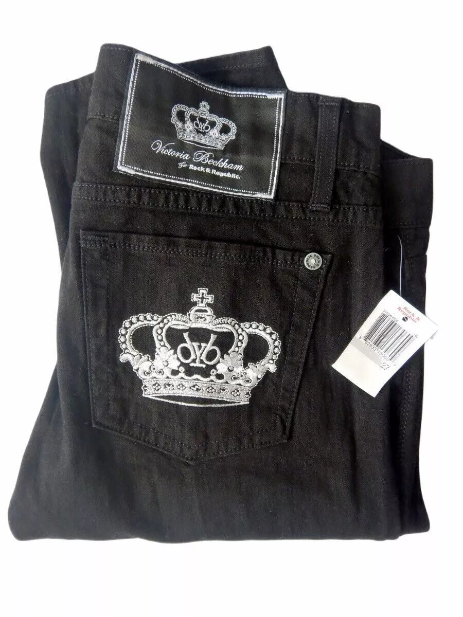 New VICTORIA BECKHAM x ROCK REPUBLIC Women s Black Jeans SIZE 27 USA