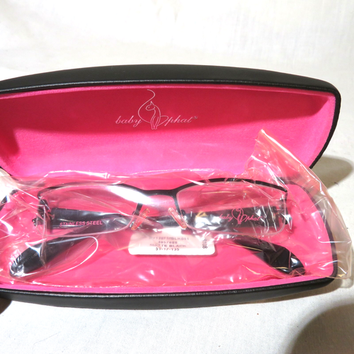 NEW Baby Phat 138 eyeglasses 51-17-135 Black eyewear 1/2 rim frames w/case - Picture 10 of 11