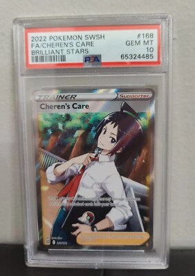 Pokemon Brilliant Stars 168/172 Trainer Full Art Cheren's Care PSA