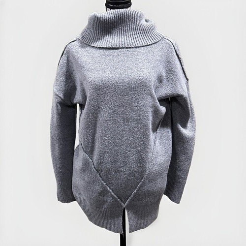 Women’s Medium Oversized Cowl Neck Grey Flannel Sweater By Madison