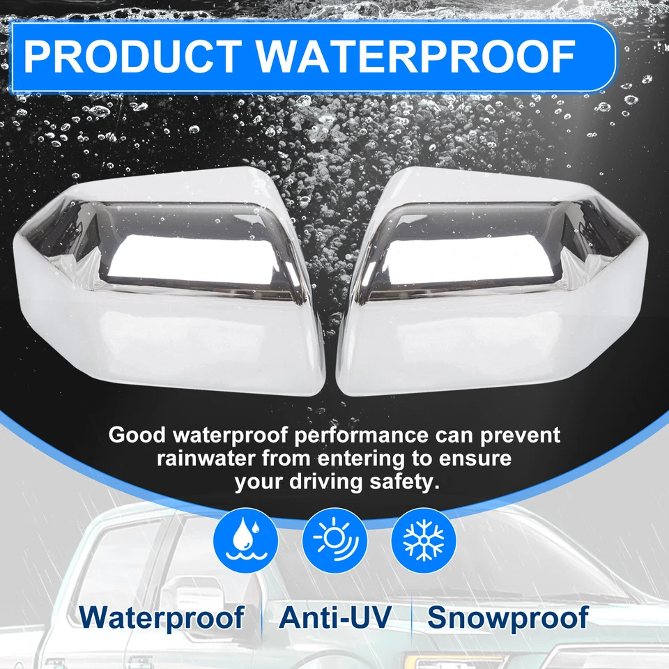 For 2015-2020 Ford F150 Top Chrome Pair Replacement Mirror Covers Caps F-150 Foto 4 de 4